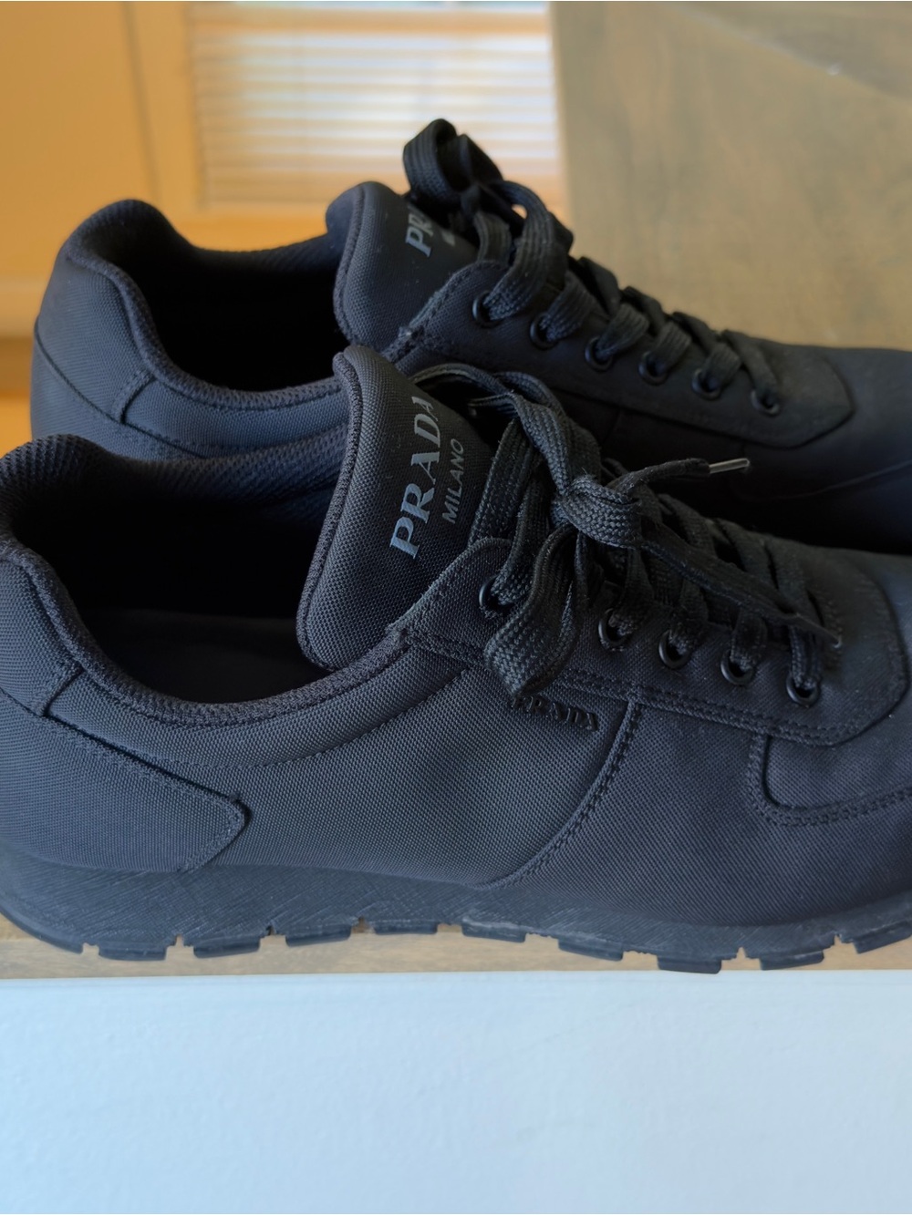 Prada Black Men's Athletic Nylon Sneakers